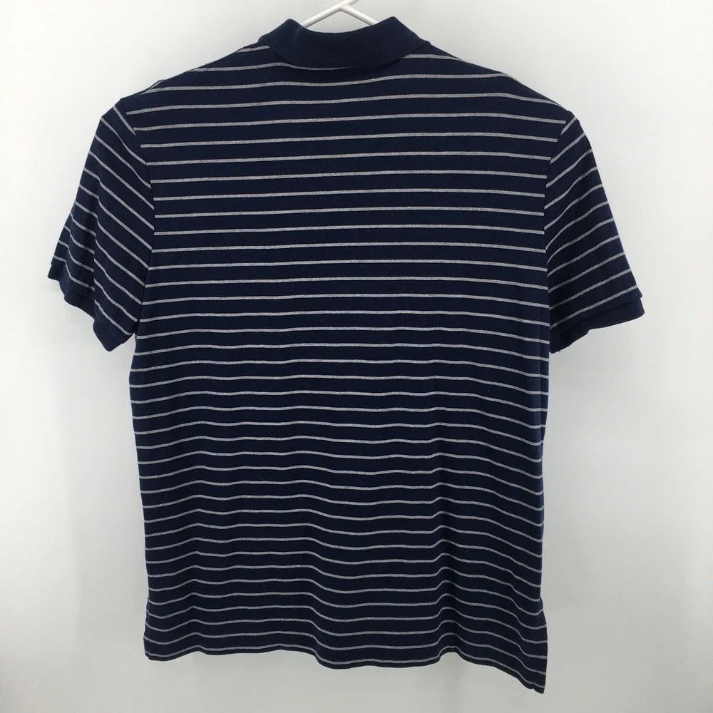 Polo Ralph Lauren Polo Shirt Mens XL Navy Gray Striped‎ Pima Soft Touch Cotton